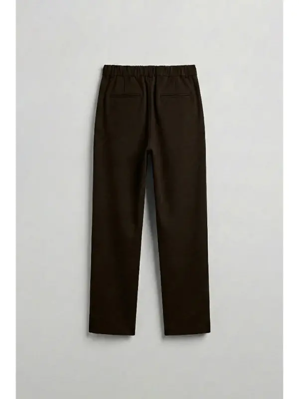 Baggy Fit Fabric Men's Trousers Coffee-Brown - 2