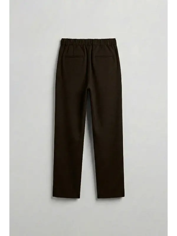 Baggy Fit Fabric Men's Trousers Coffee-Brown - 6