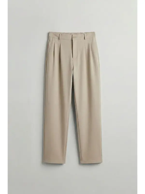 Baggy Fit Kumaş Erkek Pantolon Bej-Bej - 6