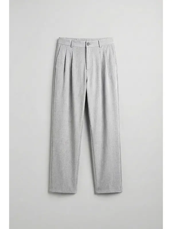 Baggy Fit Kumaş Erkek Pantolon Gri-Gri - 2
