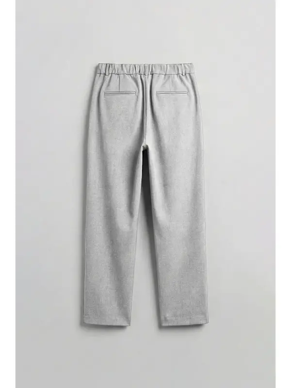 Baggy Fit Kumaş Erkek Pantolon Gri-Gri - 3