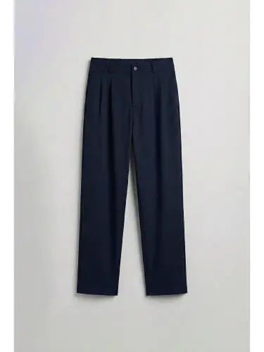 Baggy Fit Kumaş Erkek Pantolon Lacivert-Lacivert - 6