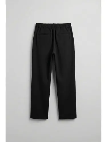 Baggy Fit Kumaş Erkek Pantolon Siyah-Siyah - 6