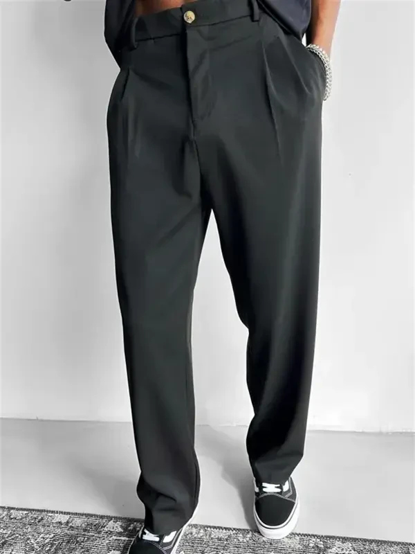 Baggy Fit Kumaş Erkek Pantolon Siyah-Siyah - Modazone