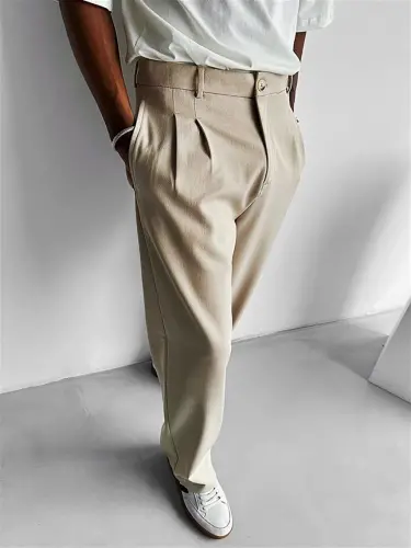 Baggy Fit Mato Erkak Shimini Bej-Bej - 4