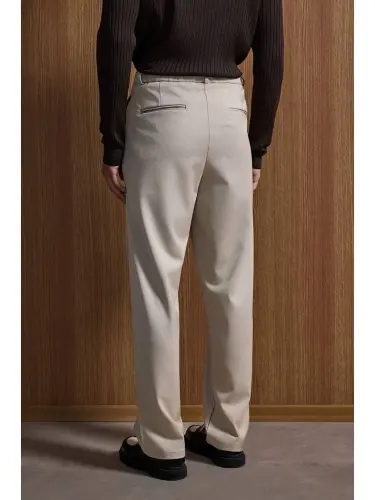 Baggy Fit Тканевые Мужские Брюки Бежевый-Бежевый - 5