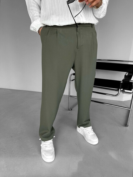 Baggy Fit Тканевые Мужские Брюки Хаки Зелёно-Хаки - LC WAIKIKI (1)