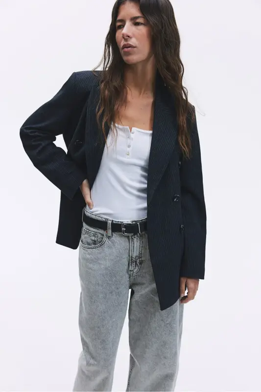 Baggy High Jeans - Gri-bej - H&M
