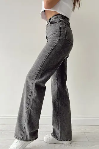 Baggy Jeans Fume Snow Lycra Palazzo Wide Leg Jeans-fume3344 - 3