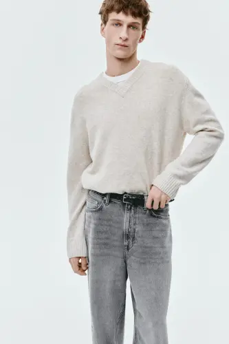 Baggy Jeans-Orta kot grisi - H&M (1)