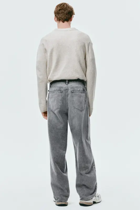 Baggy Jeans-Orta kot grisi - 5