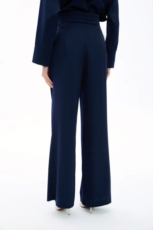 Baggy Satin Pants with Pockets - NAVY-NAVY - 6