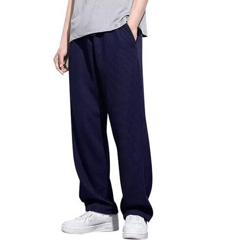 Baggy Sweatpants for Men Waffle Open Bottom Big and Tall Jogger with Pockets Soft Work Cargos Track Pants - 1