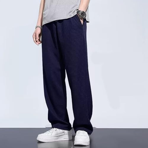 Baggy Sweatpants for Men Waffle Open Bottom Big and Tall Jogger with Pockets Soft Work Cargos Track Pants - 3