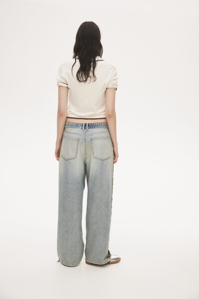 Baggy wide leg low rise jeans. - 4