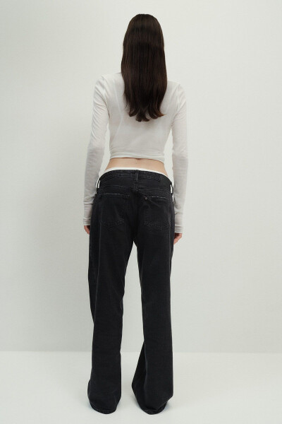 Baggy Wide Leg Low Rise Jeans - 4