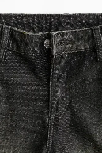 Baggy Wide Low Jeans-Siyah - 7