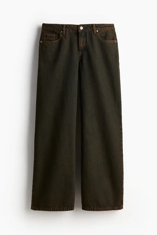Baggy Wide Low Jeans-Тёмно-коричневый - H&M