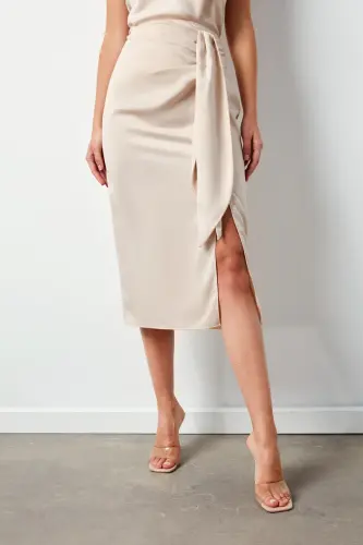Bağlamalı Saten Etek - Taş-TAŞ - 7