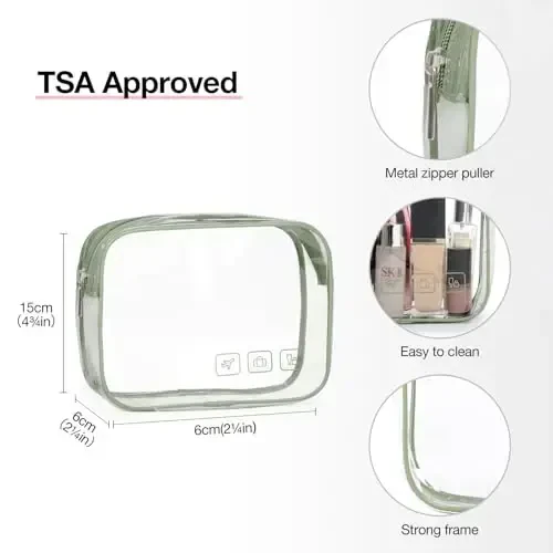 BAGSMART Toiletry Bag Hanging Travel Makeup Organizer with TSA Approved Transparent Cosmetic Bag Makeup Bag for Full Sized Toiletries, Large-Green - 5