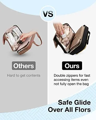 BAGSMART Toiletry Bag Hanging Travel Makeup Organizer with TSA Approved Transparent Cosmetic Bag Makeup Bag for Full Sized Toiletries, Medium-Black - 4