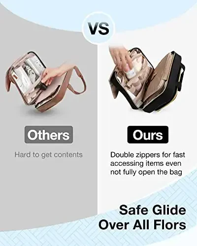 BAGSMART Toiletry Bag Hanging Travel Makeup Organizer with TSA Approved Transparent Cosmetic Bag Makeup Bag for Full Sized Toiletries, Medium-Black - 4