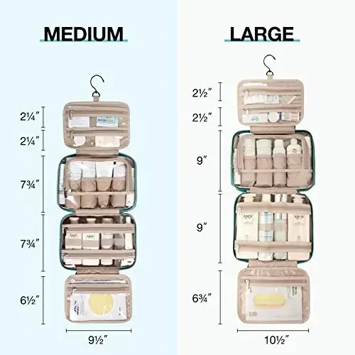 BAGSMART Toiletry Bag Hanging Travel Makeup Organizer with TSA Approved Transparent Cosmetic Bag Makeup Bag for Full Sized Toiletries, Medium-Blue - 3