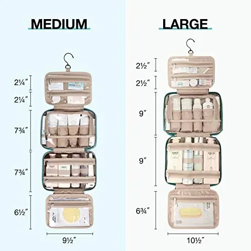 BAGSMART Toiletry Bag Hanging Travel Makeup Organizer with TSA Approved Transparent Cosmetic Bag Makeup Bag for Full Sized Toiletries, Medium-Blue - 3