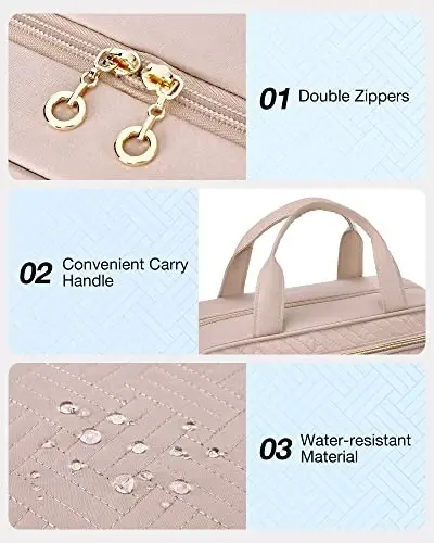 BAGSMART Hanging Travel Toiletry Organizer - Cosmetic Bag for Full Sized Toiletries, Basic-Black - 3