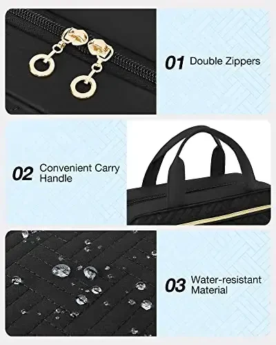 BAGSMART Osilgan sayohat tualet buyumlari tashkilotchisi - To'liq o'lchamdagi tualet buyumlari uchun kosmetik sumka, Basic-Black - 5