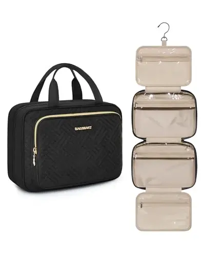 BAGSMART Osilgan sayohat tualet buyumlari tashkilotchisi - To'liq o'lchamdagi tualet buyumlari uchun kosmetik sumka, Basic-Black - MODAZONE