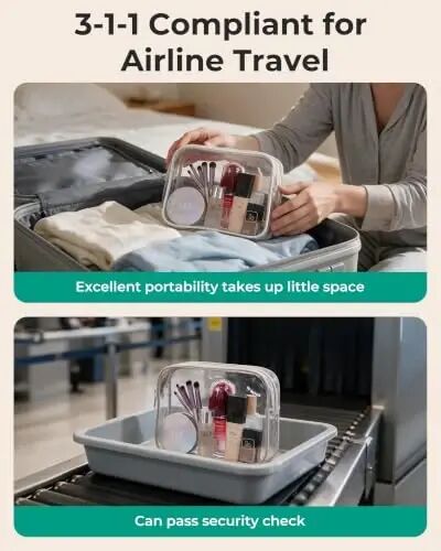 BAGSMART Подвесная дорожная косметичка для туалетных принадлежностей с прозрачной косметичкой, одобренной TSA, для косметички полноразмерных туалетных принадлежностей (коричневый кофе) - 5