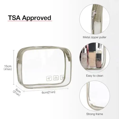 BAGSMART Toiletry Bag Hanging Travel Makeup Organizer with TSA Approved Transparent Cosmetic Bag Makeup Bag for Full Sized Toiletries, Large-Camel - 5