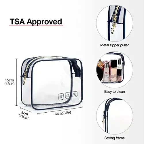 BAGSMART Toiletry Bag Hanging Travel Makeup Organizer with TSA Approved Transparent Cosmetic Bag Makeup Bag for Full Sized Toiletries, Large-Navy - MODAZONE (1)