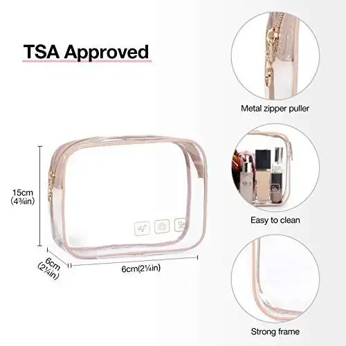 BAGSMART Toiletry Bag Hanging Travel Makeup Organizer with TSA Approved Transparent Cosmetic Bag Makeup Bag for Full Sized Toiletries, Large-Pink - 6