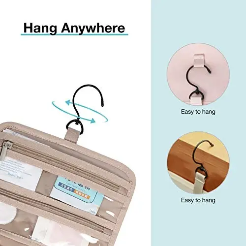 BAGSMART Toiletry Bag Hanging Travel Makeup Organizer with TSA Approved Transparent Cosmetic Bag Makeup Bag for Full Sized Toiletries, Medium-Blue - 6
