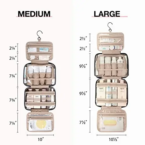 BAGSMART Toiletry Bag Hanging Travel Makeup Organizer with TSA Approved Transparent Cosmetic Bag Makeup Bag for Full Sized Toiletries, Medium-Navy - MODAZONE (1)