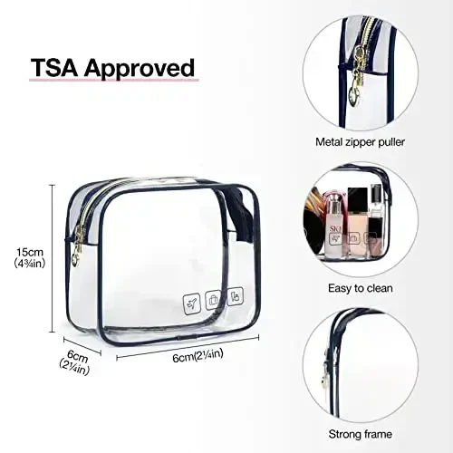 BAGSMART Toiletry Bag Hanging Travel Makeup Organizer with TSA Approved Transparent Cosmetic Bag Makeup Bag for Full Sized Toiletries, Medium-Navy - 6