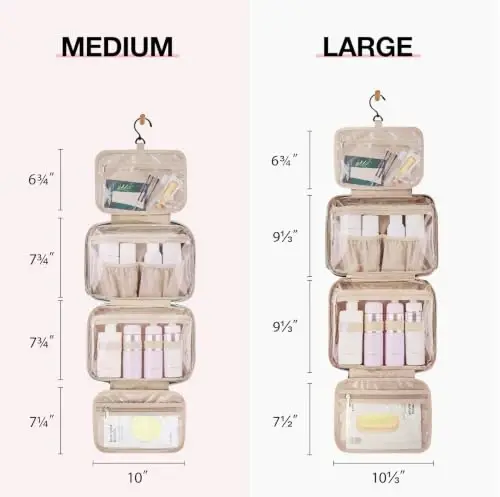 BAGSMART Toiletry Bag Hanging Travel Makeup Organizer with TSA Approved Transparent Cosmetic Bag Makeup Bag for Full Sized Toiletries(Sage Green) - 3