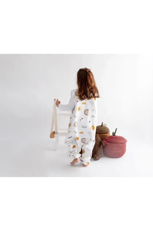 Baharlık-Mevsimlik Çocuk Uyku Tulumu, Organik Pamuklu Müslin Bebek Uyku Tulumu, Kolsuz Tulum - 2