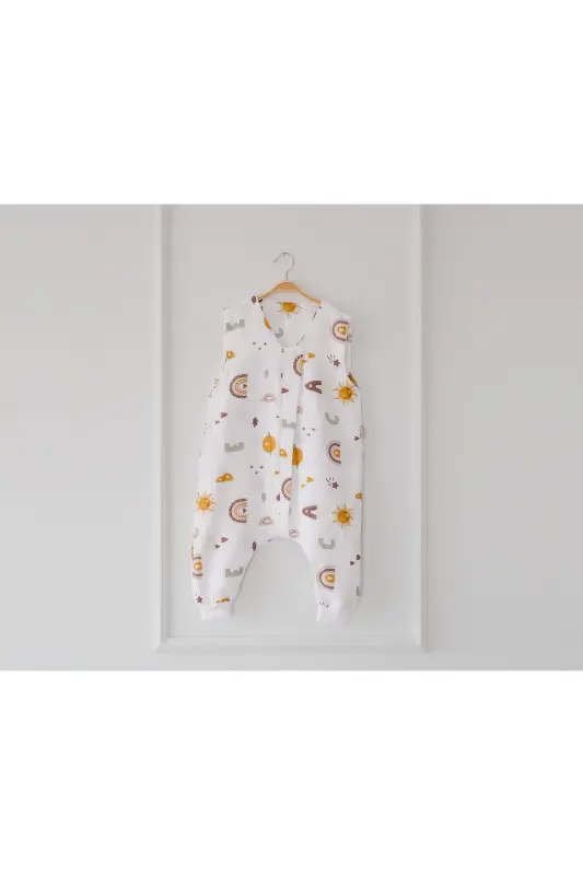 Baharlık-Mevsimlik Çocuk Uyku Tulumu, Organik Pamuklu Müslin Bebek Uyku Tulumu, Kolsuz Tulum - 4