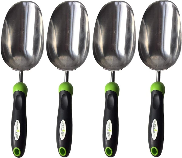 Garden Guru Super Strong Garden Scoop Trowel Shovel Transplanter, Stainless Steel, Rust Resistant, Ergonomic Grip Hand Shove, 4 Pack- - 8