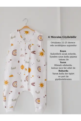 Bahor bolalar uchun uyqu xalati, organik paxta muslin chaqaloq uyqu xalati, ikki qavatli yengsiz kombinezon - 5