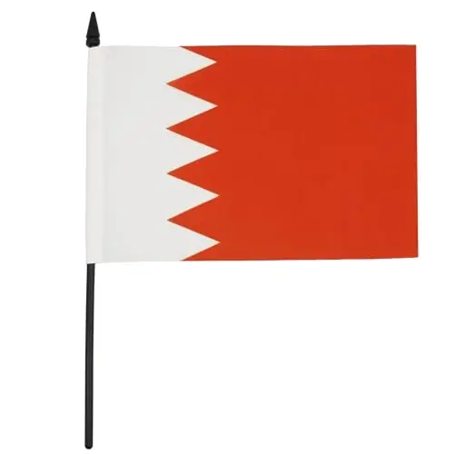 Bahrain Table Flag 5'' x 8'' - Bahrain Desk Flag 21 x 14 cm. - Black plastic stick and base - AZ FLAG - 1