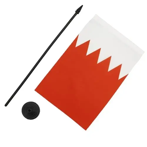Bahrain Table Flag 5'' x 8'' - Bahrain Desk Flag 21 x 14 cm. - Black plastic stick and base - AZ FLAG - 3