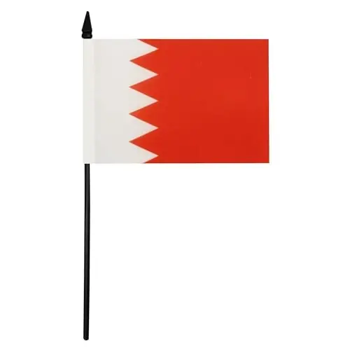 Bahrain Table Flag 4'' x 6'' - Bahrain Desk Flag 15 x 10 cm. - Black plastic stick and base - AZ FLAG 