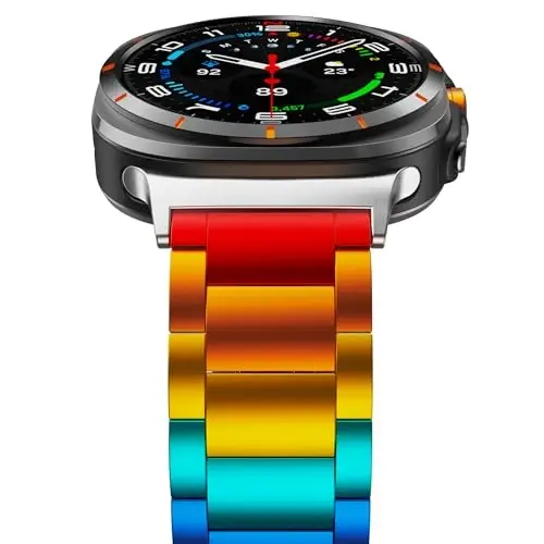 BAIHUIAM Rainbow Bands Compatible with Galaxy Watch Ultra 2/1 47mm Band for Men Women, Colorful Aluminum Metal Band Replacement Strap for Galaxy Watch 8/7 Ultra 47mm (2025/2024) - 2