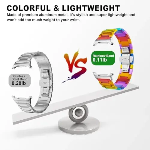BAIHUIAM Rainbow Bands Compatible with Galaxy Watch Ultra 2/1 47mm Band for Men Women, Colorful Aluminum Metal Band Replacement Strap for Galaxy Watch 8/7 Ultra 47mm (2025/2024) - 3
