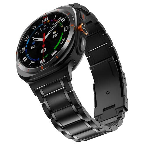 BAIHUIAM Titan Bantlari Galaxy Watch Ultra 47mm bilan mos keladigan erkaklar va ayollar uchun, mustahkam titan metall bant biznes kamar bilaguzuk Galaxy Watch 7 Ultra 47mm uchun, qora - 1