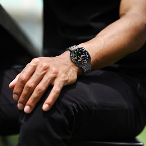 BAIHUIAM Titan Bantlari Galaxy Watch Ultra 47mm bilan mos keladigan erkaklar va ayollar uchun, mustahkam titan metall bant biznes kamar bilaguzuk Galaxy Watch 7 Ultra 47mm uchun, qora - 7